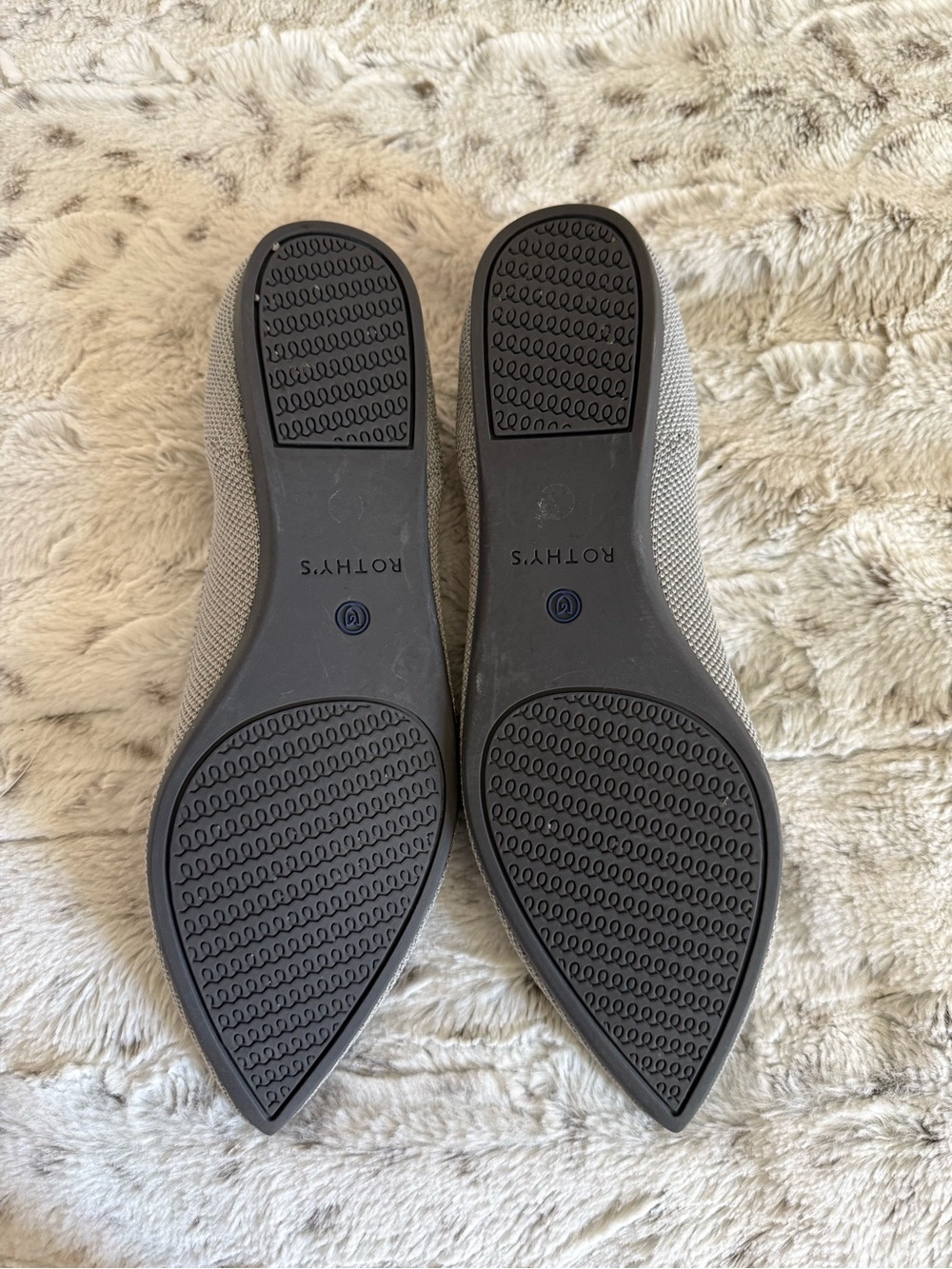 Rothy's Pointed Knit Flats in Light Gray with Pink Insole - Picture 3 of 4